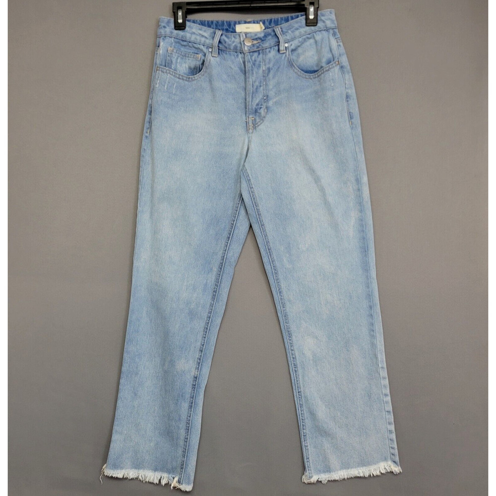 tgla Cropped Fade Jeans‎ Womens 27 Blue Denim High-Rise Button Fly Fringe Hem